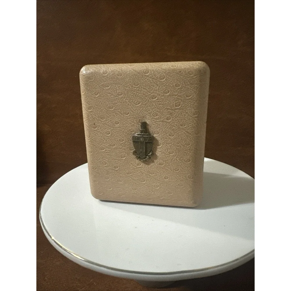 Vintage 1940s 1950s Ostrich Leather Photo Case Red Velvet With Emblem